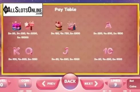 Paytable 2. Lucky Love Story from BetConstruct