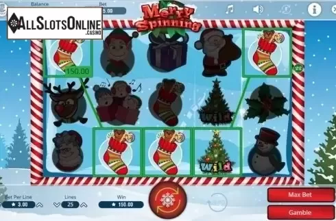 Win Screen . Merry Spinning from Booming Games
