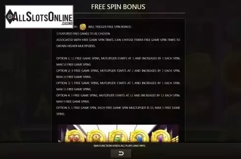 Free Spin bonus screen