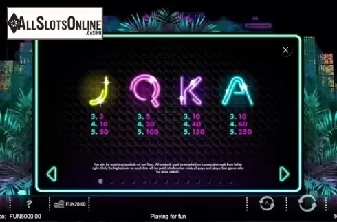 Paytable 1. Neon Jungle from IronDog