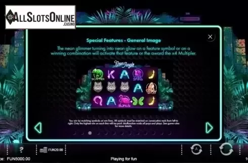 Paytable 3. Neon Jungle from IronDog