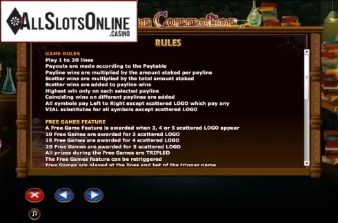 Paytable 3. Potion Commotion from NextGen