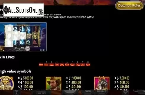 Paytable 1. Scroll of Horus from Nucleus Gaming