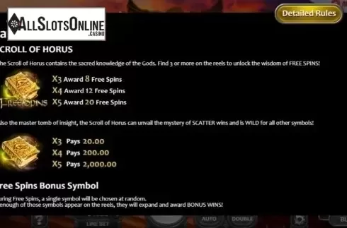 Features. Scroll of Horus from Nucleus Gaming