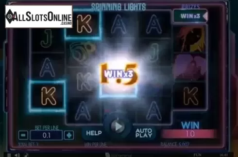 Game Screen 3. Spinning Lights from Spinomenal