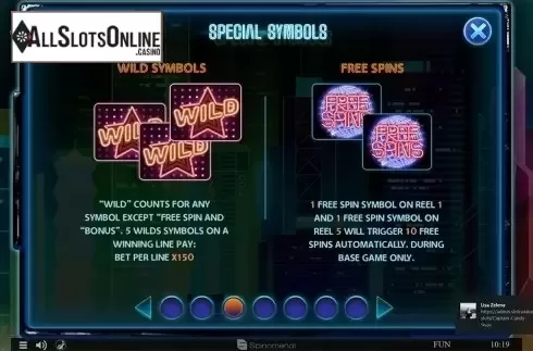 Paytable 3. Spinning Lights from Spinomenal