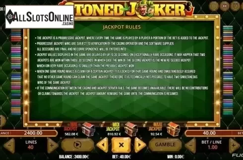 Jackpot 1. Stoned Joker 40 from Fugaso