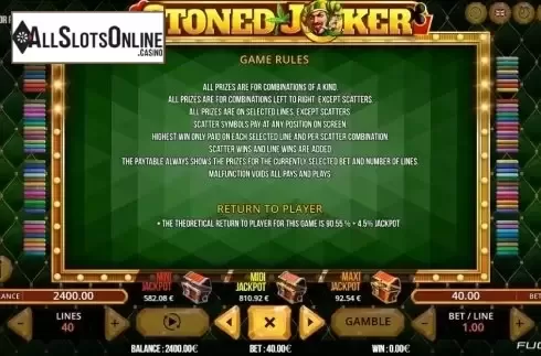 Rules. Stoned Joker 40 from Fugaso