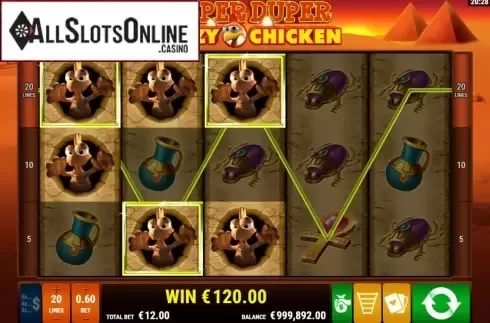 Win Screen. Super Duper Crazy Chicken from Gamomat