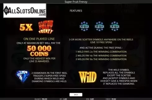 Features screen