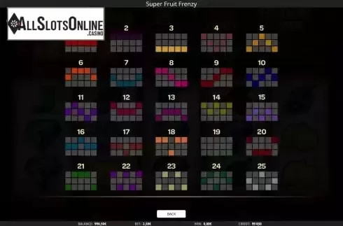 Paylines screen