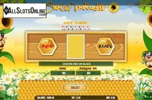 Risk (Double up) game screen. Sweet Paradise from Fugaso