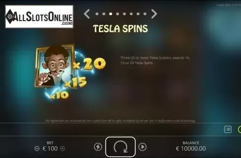 Paytable 3. Tesla jolt from Nolimit City