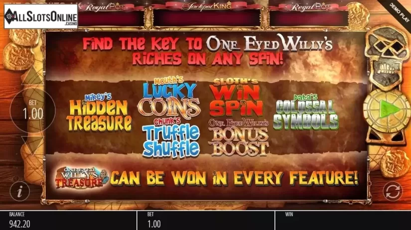 Start Screen. The Goonies Jackpot King from Blueprint