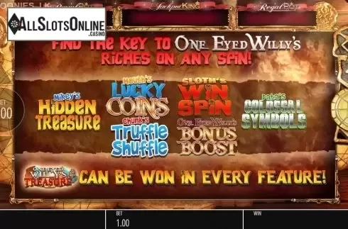Start Screen. The Goonies Jackpot King from Blueprint