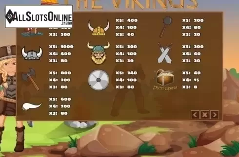 Paytable. The Vikings (PlayPearls) from PlayPearls
