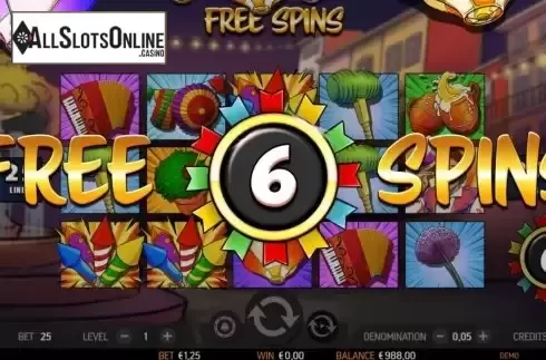 Free Spins screen