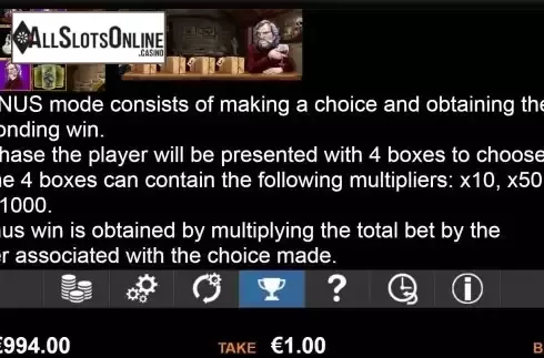 Bonus screen