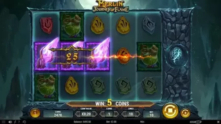Merlin: Journey of Flame slot screenshot 2