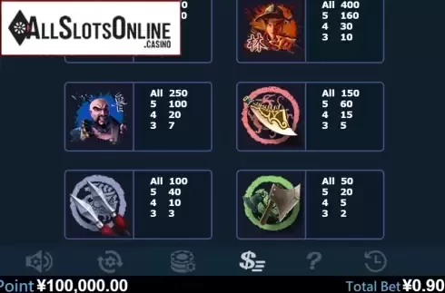 Paytable 2. 108 Heroes (Virtual Tech) from Virtual Tech
