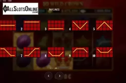 Paylines screen