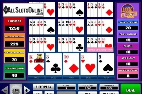 Game Screen. 10x Deuce Wild Poker from iSoftBet