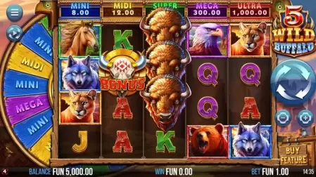 5 Wild Buffalo slot screenshot 1