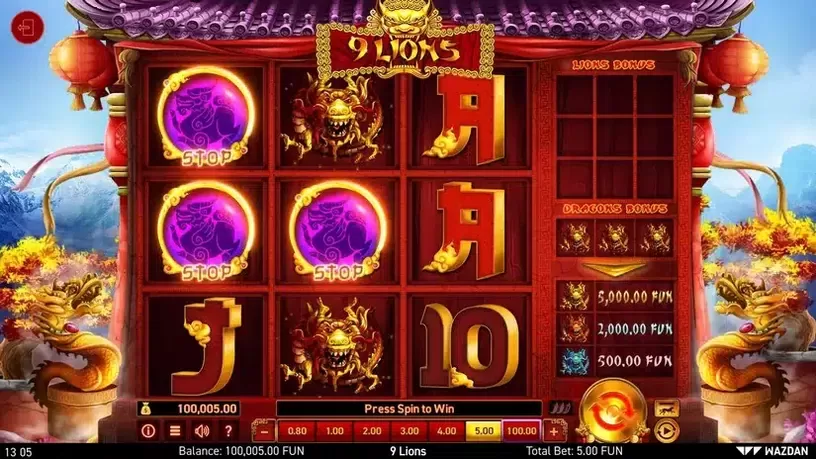 9 Lions slot screenshot 2