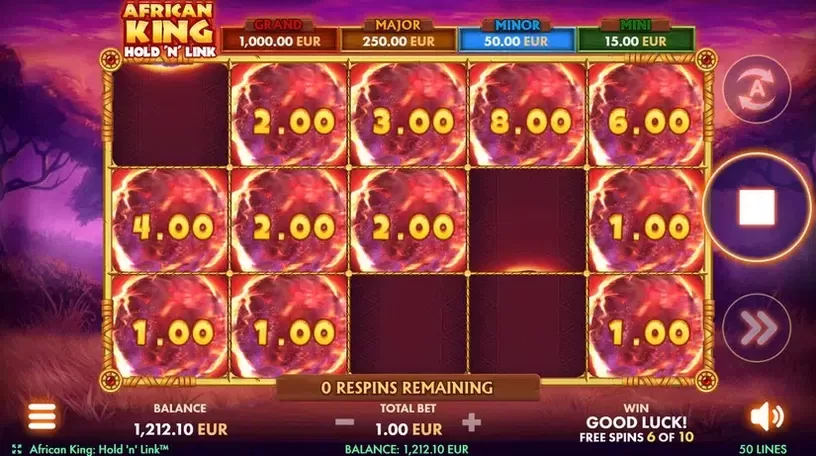 African King Hold'n'Win slot screenshot 7