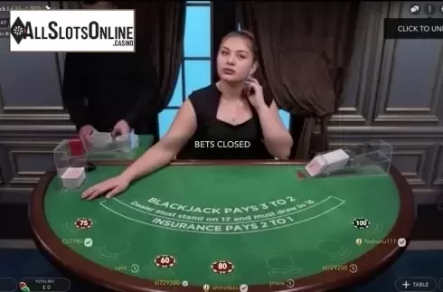 Game Screen. Blackjack I from Evolution Gaming