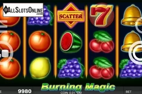 Reels screen. Burning Magic from Noble Gaming