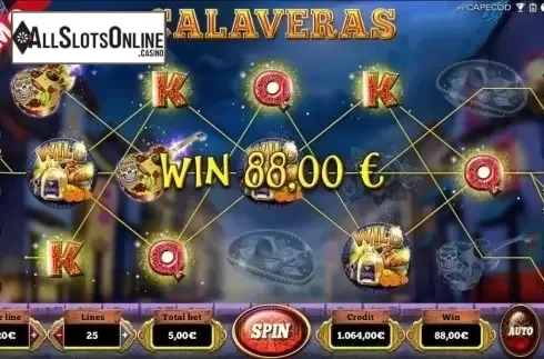 Wild win screen 3. Calaveras from Capecod Gaming