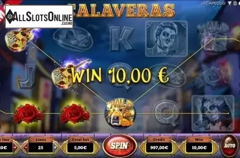 Wild win screen 2. Calaveras from Capecod Gaming