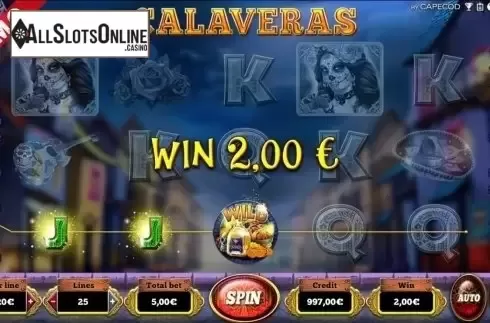 Wild win screen. Calaveras from Capecod Gaming