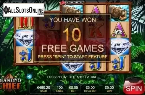 Freespins win. Diamond Chief from Ainsworth