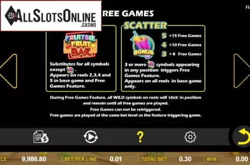 Paytable 2. Fruitsie from Aspect Gaming