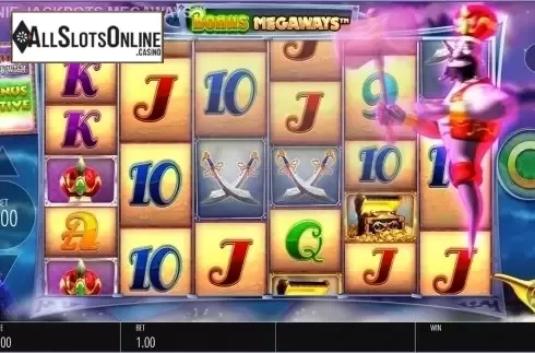 Reels animation screen. Genie Jackpots Megaways from Blueprint