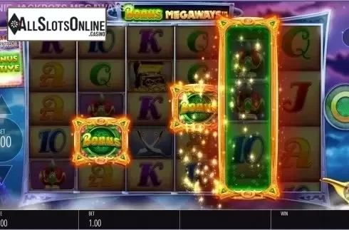 Reels animation screen 2. Genie Jackpots Megaways from Blueprint