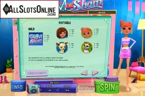 Screen4. Glam or Sham from Leander Games
