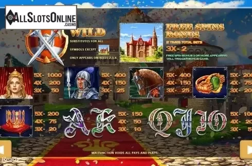 Paytable . Glorious Kingdom from PlayStar