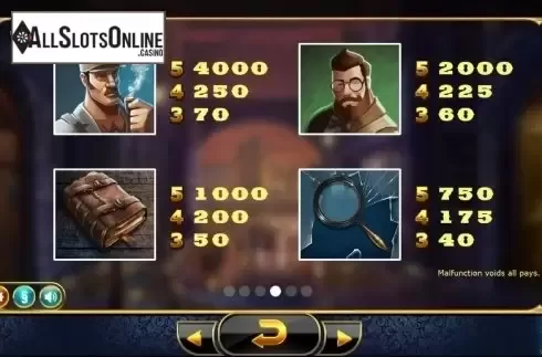 Paytable 4. Holmes and the Stolen Stones from Yggdrasil