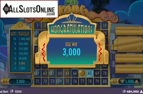 Win Screen 3. Keno Kong from FunFair