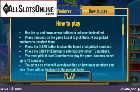 Rules 2. Keno Kong from FunFair