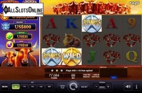 Win Screen. Longhorn Jackpots from AGS