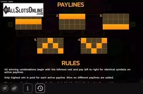 Paylines screen