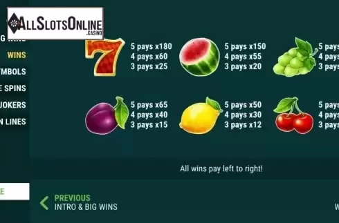 Paytable 2. Red Hot Wild Jokers from Slot Factory