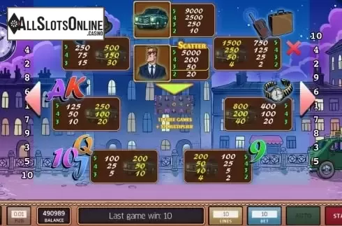 Paytable . Secret Agent (Concept Gaming) from Concept Gaming