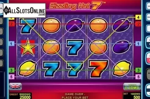 Reels screen. Sizzling Hot 7 Deluxe from Novomatic