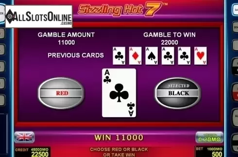 Gamble game screen 2. Sizzling Hot 7 Deluxe from Novomatic