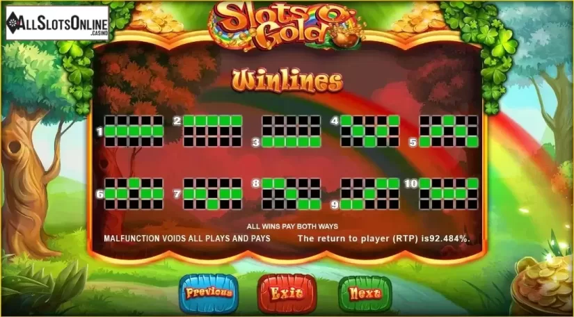 Paytable 2. Slots O'Gold from Blueprint